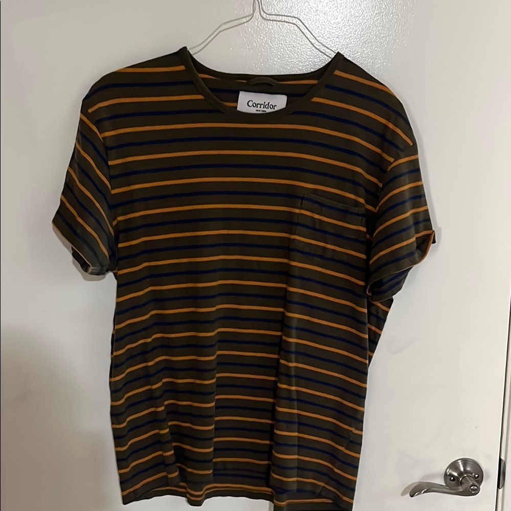 Corridor NYC Men's Striped T-Shirt - Black and Gold: 100% cotton